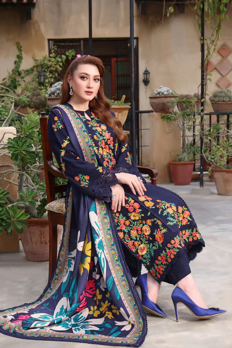 Aneela's - 3PC Lawn Embroidered Suit - EY-107