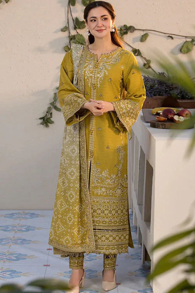 Qalamkar Dhanak Embroidered 3 Piece | EY-124