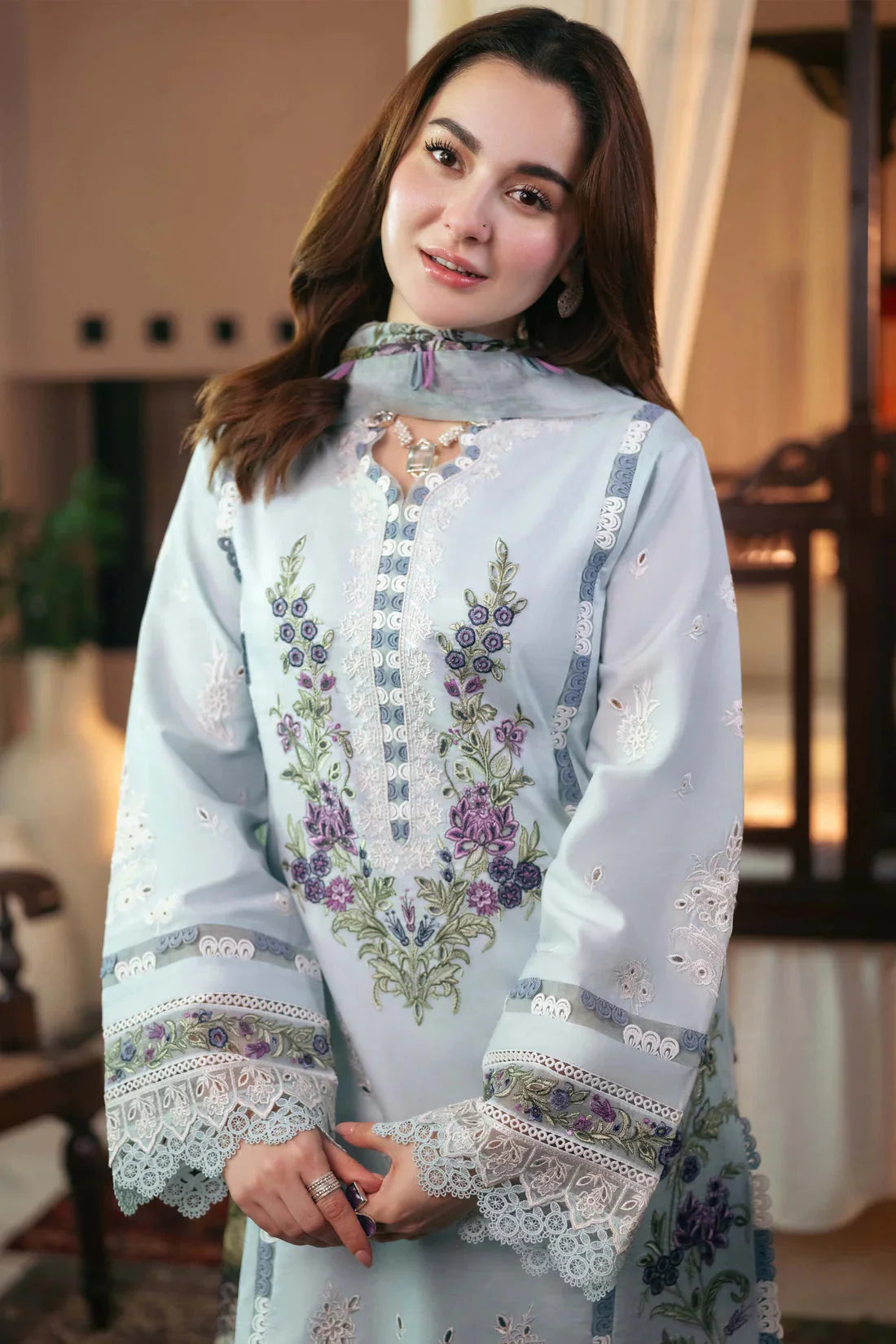 Jade - 3PC (Unstitched) Embroidered Chickenkari Lawn Suit - EY-134