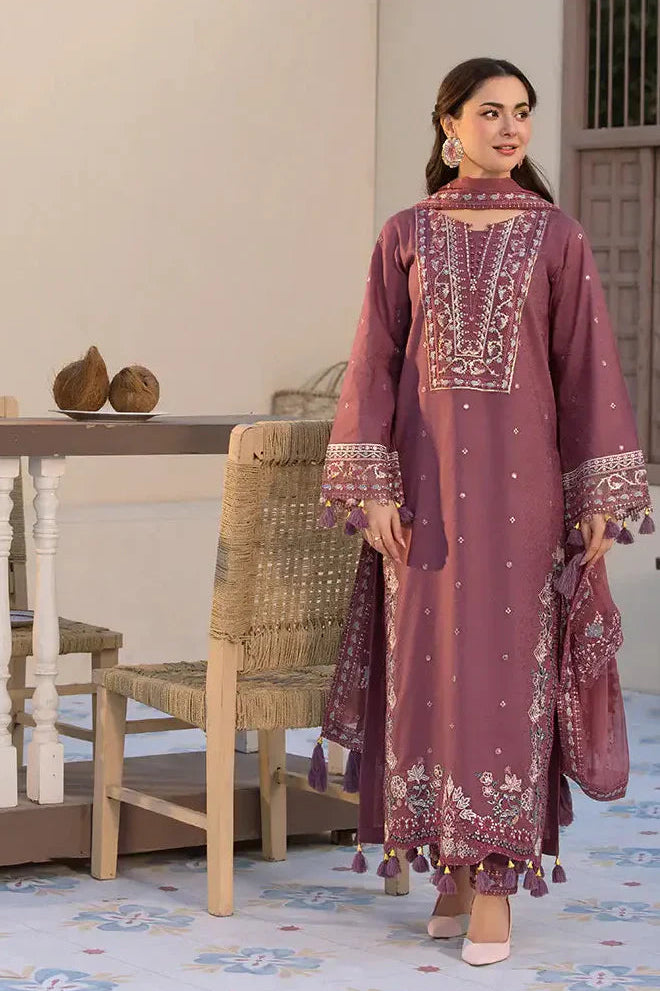 Embroidered 3pc Lawn Dress With Embroidered Chiffon Dupatta EFY155