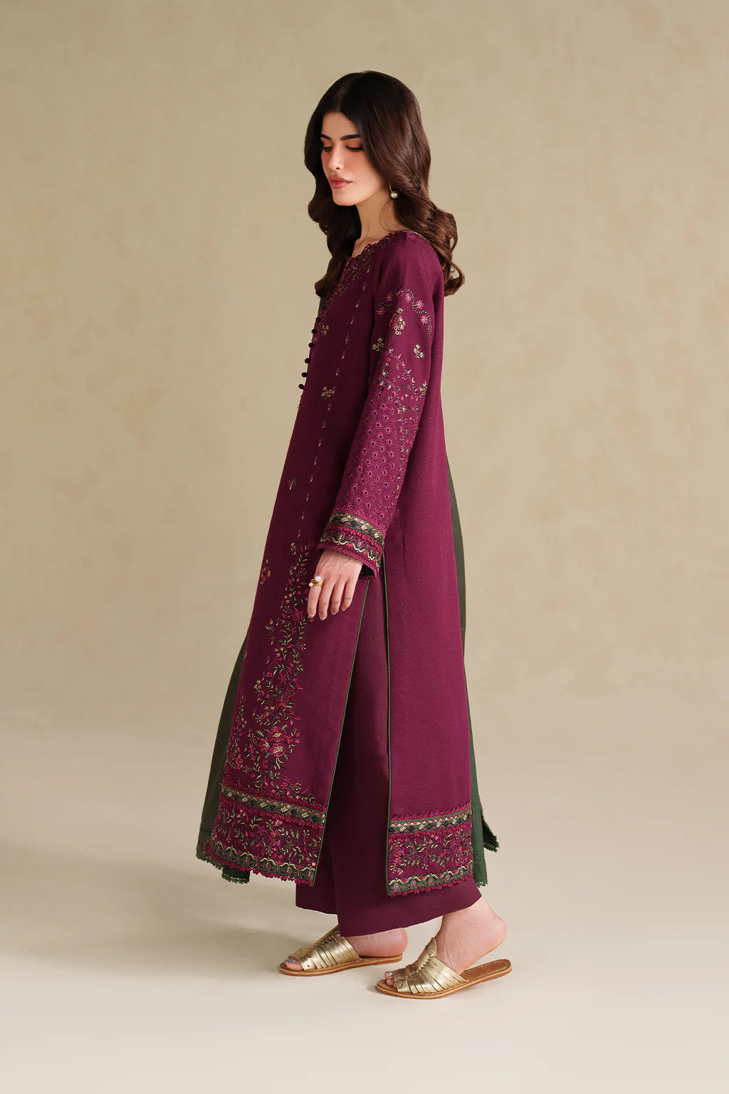Iznik - Embroidered 3pc Marina Dress With Printed Shawl. EY-128