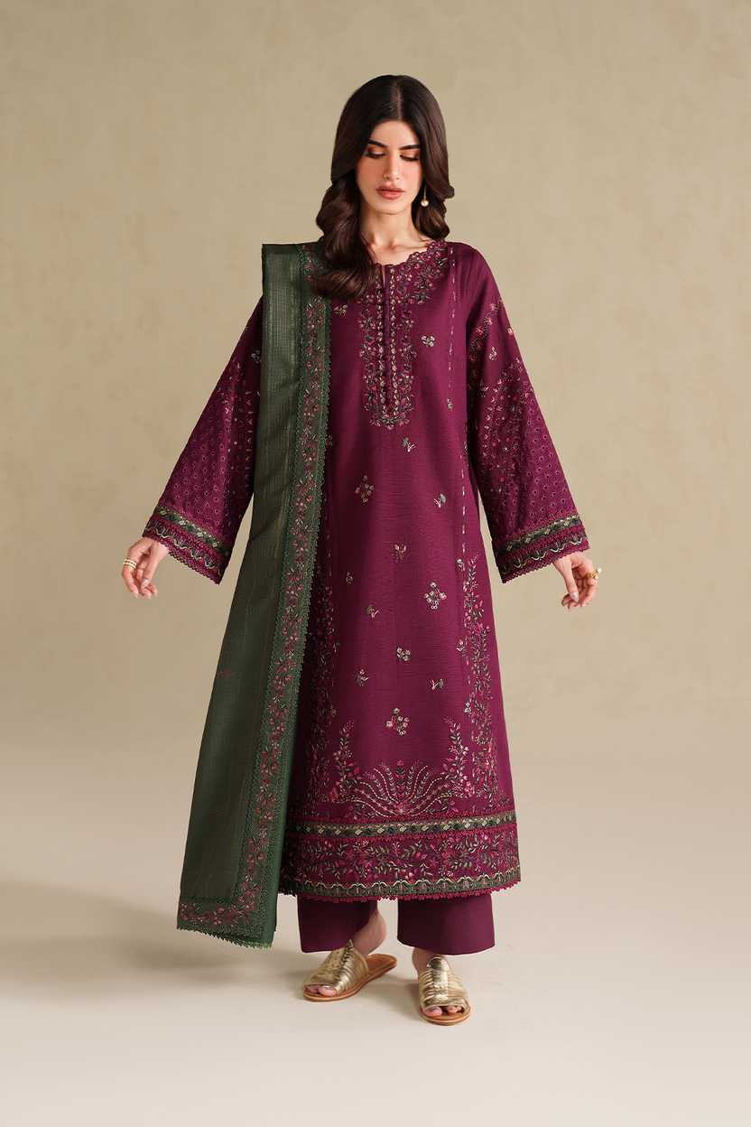 Iznik - Embroidered 3pc Marina Dress With Printed Shawl. EY-128