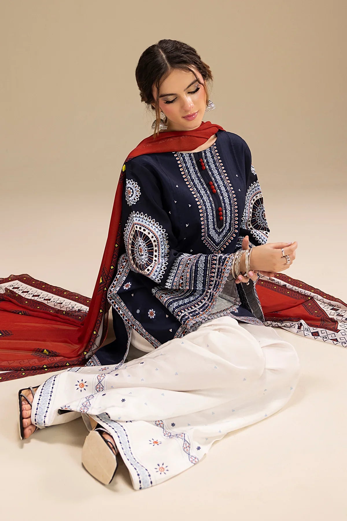 JAZMIN - 3PC LAWN EMBROIDERED DRESS EY-141