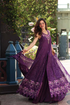 Noor by Saadia Asad Luxe Chikankari Unstitched Lawn 3Pc Suit EFY-152 Aubergine Bloom
