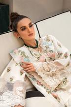 Crimson - 3PC (Unstitched) Full Heavy Embroidered Chikenkari Lawn EY-131
