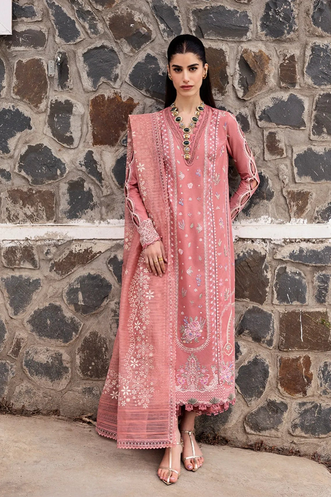 QALAMQAR-3PC LAWN EMBROIDERED SUIT EY-112