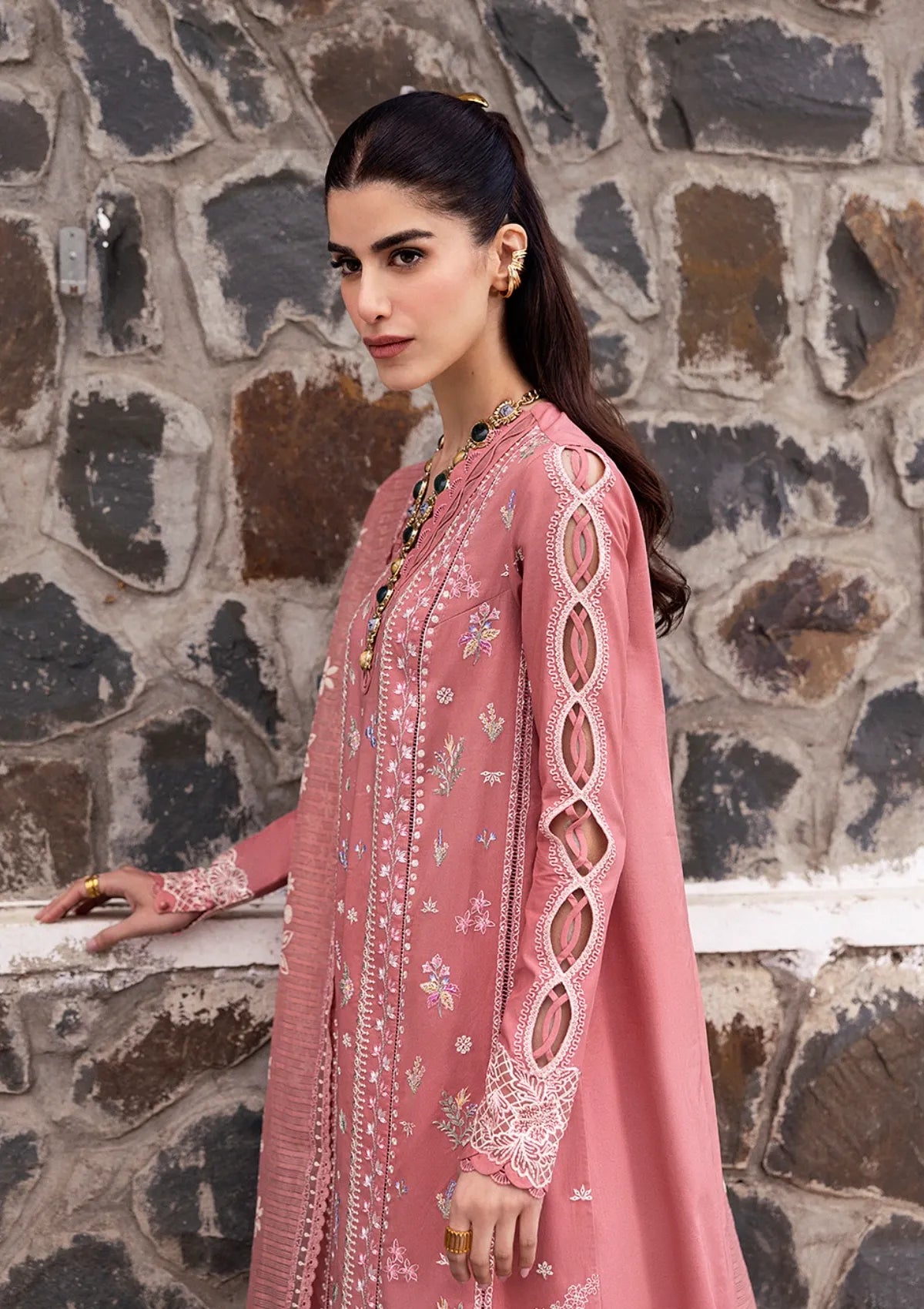 QALAMQAR-3PC LAWN EMBROIDERED SUIT EY-112
