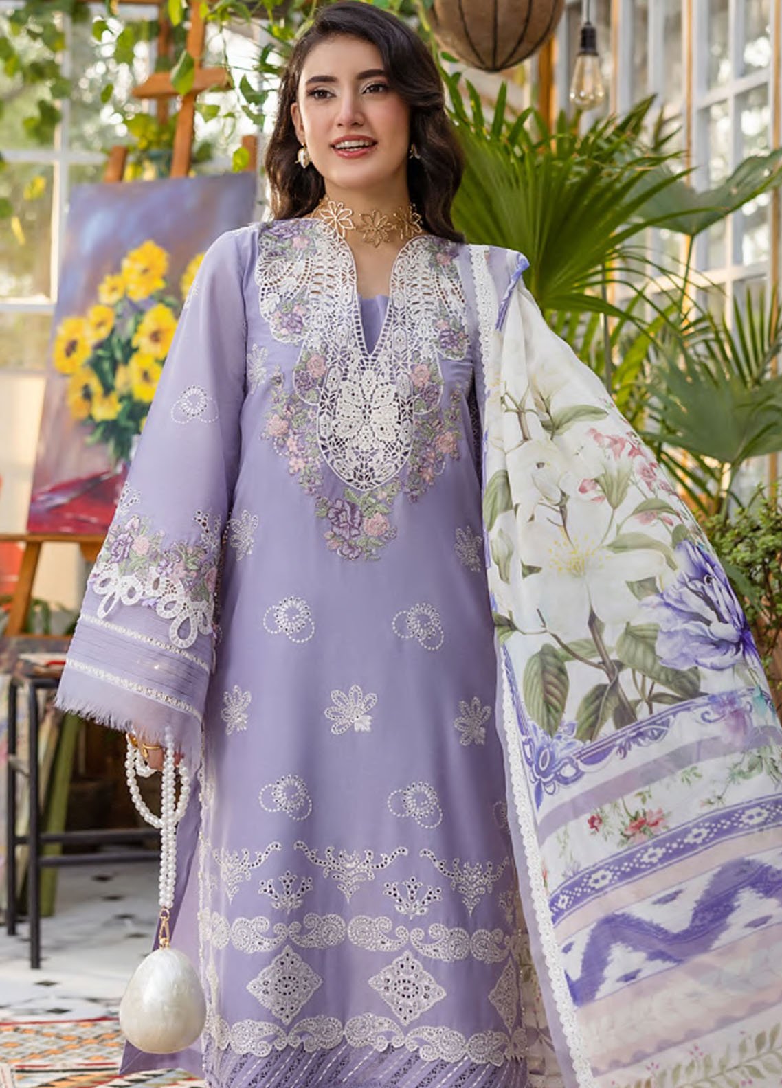 Elaf Premium Lavender Love Chikankari EY-113